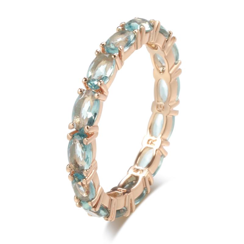 

Full Blue Natural Zircon Ring For Women Vintage Geometry Rose Gold Rings Wedding Jewelry Party Daily Accessories 10
