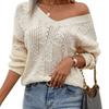 Fashion Women's Sweater, European and American Foreign Trade V-neck Back Hollow Lace-up Knitted Versatile Top Women