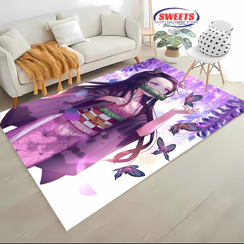 NO.2 Classic Demon Slayer Kamado Nezuko Theme Carpet,Living Room Bedroom Office Kid Room of Choice,Non-slip Machine Washable Mat