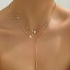 Bar Charm Necklace Adjustable Double Layer Necklace Y-Shaped Necklace Shiny For Gift For Girlfriends Daily Wear Evening Dress