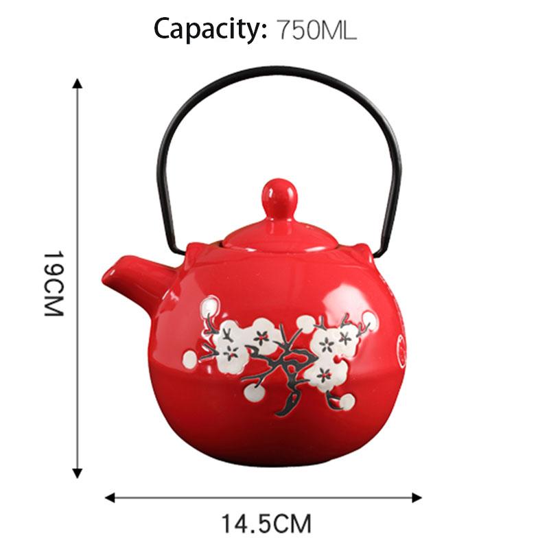 

Керамический чайный сервиз «Цветок сливы», фильтр-чайник с заварником из нержавеющей стали, чайные чашки в китайском стиле, свадебная красная чайная утварь