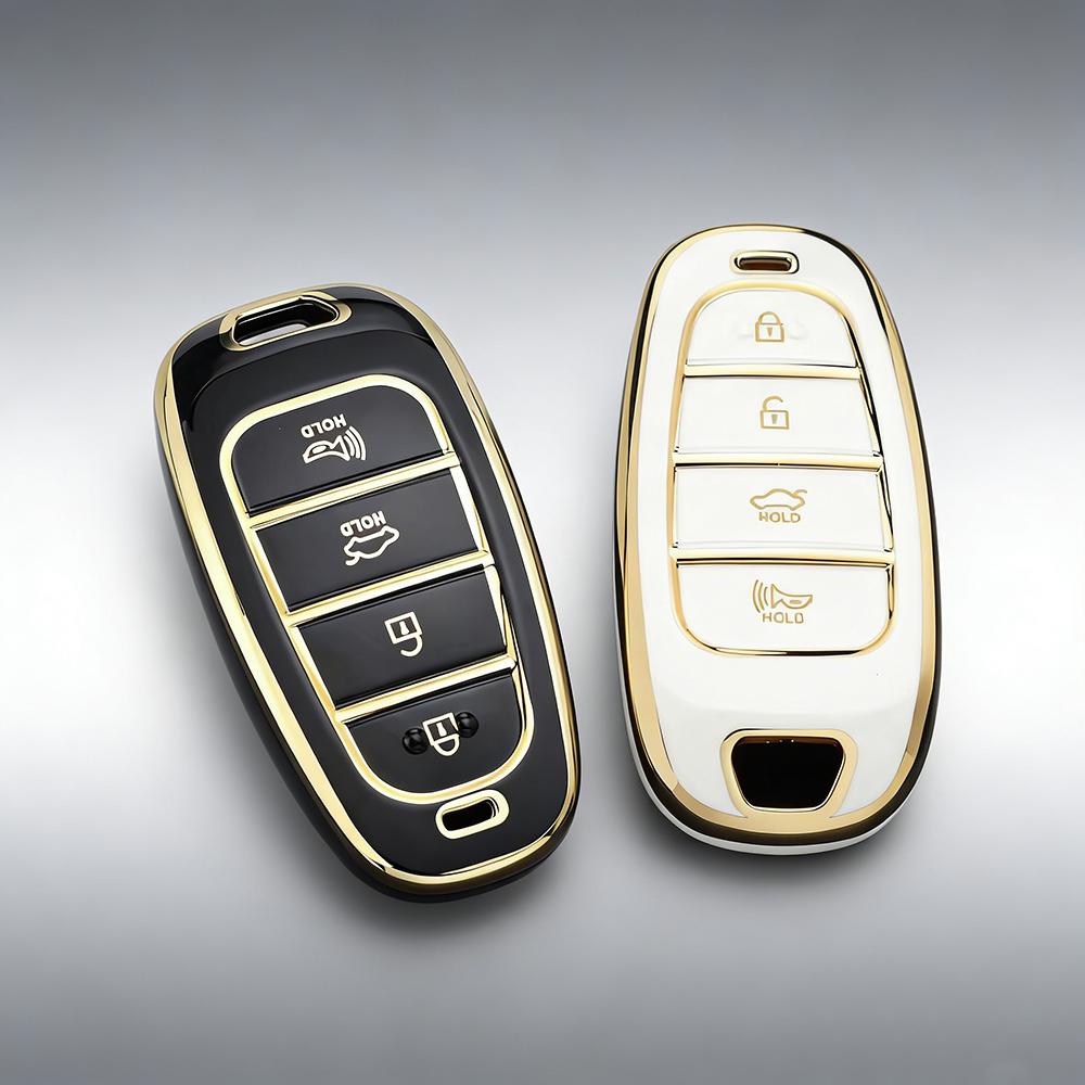 4 Tasten TPU Auto Schlüsselabdeckung Halter Schale für Hyundai Tucson Sonata Solaris Hybrid Nexo NX4 Santafe Auto DN8 Schlüsseltasche Schlüsselanhänger