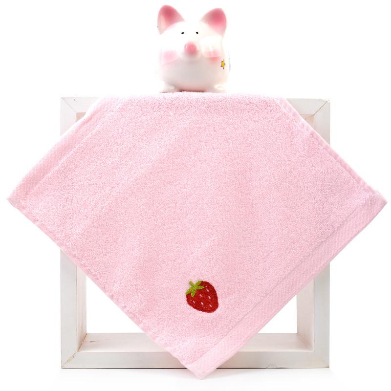 1Pc 25x25cm Small Kindergarten Cartoon Fruit Embroidered Cotton Soft Absorbent Children Kids Baby Square  Face Towel