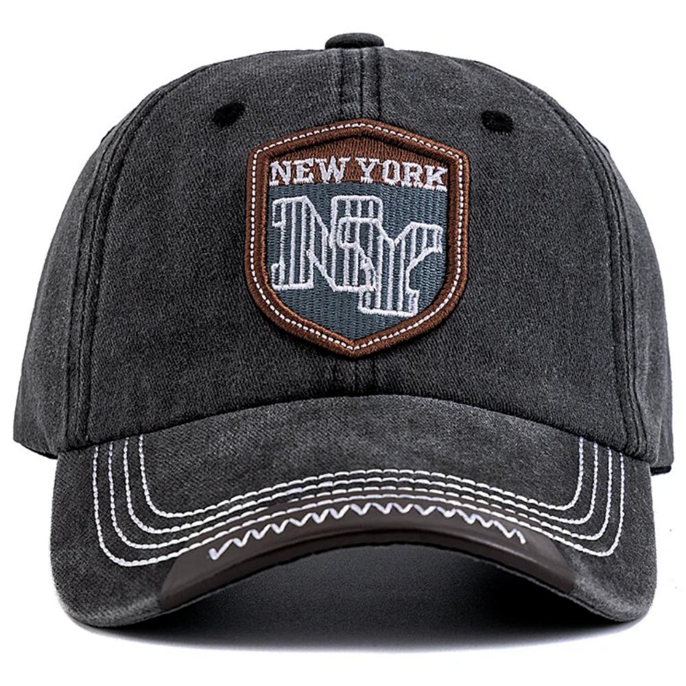 Nová unisex vintage praná bavlněná čepice NY Patch Baseballová čepice Retro New York Vyšívané čepice pro muže a ženy Venkovní táta čepice