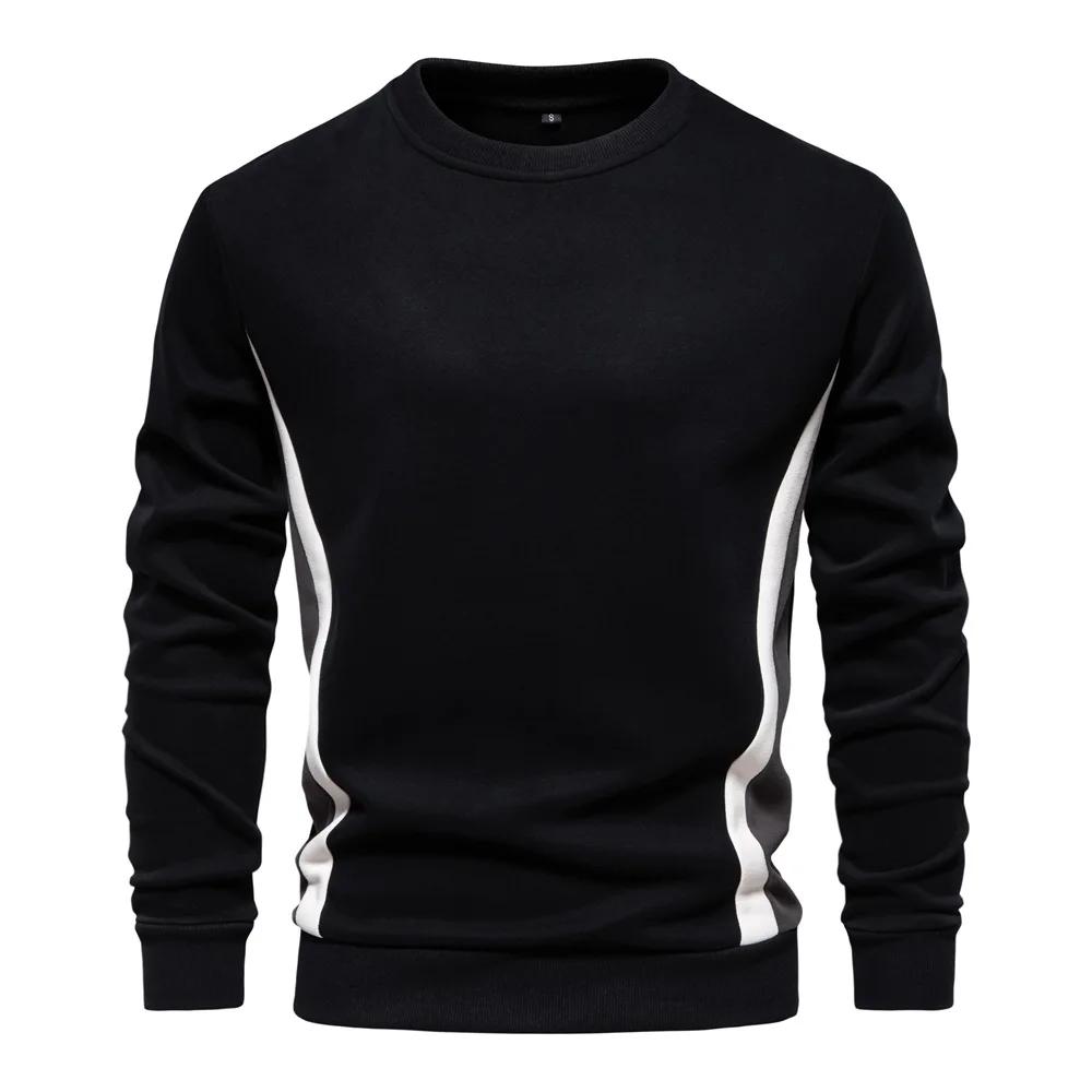 Men's Casual Slim Round Neck Sports Pullover New Autumn Men's Long-sleeved Spliced Sweatshirt