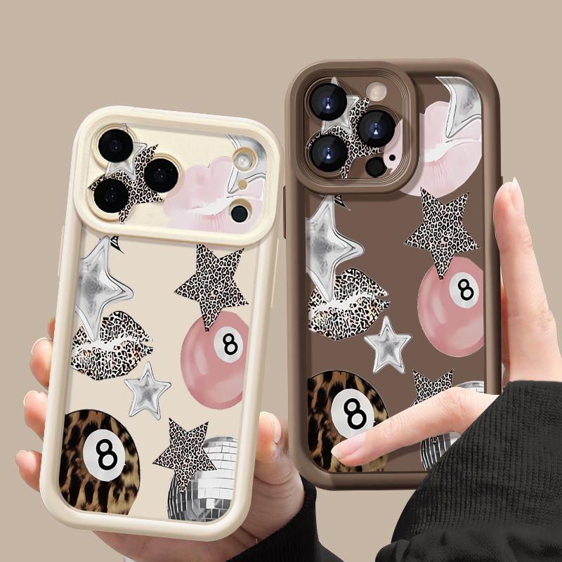 Shockproof Phone Case For iPhone 17 Pro Max Leopard Print Stars Billiards Silicone Cover For iPhone 16 Pro Max Cover iPhone 15 14 13 12 11 16E