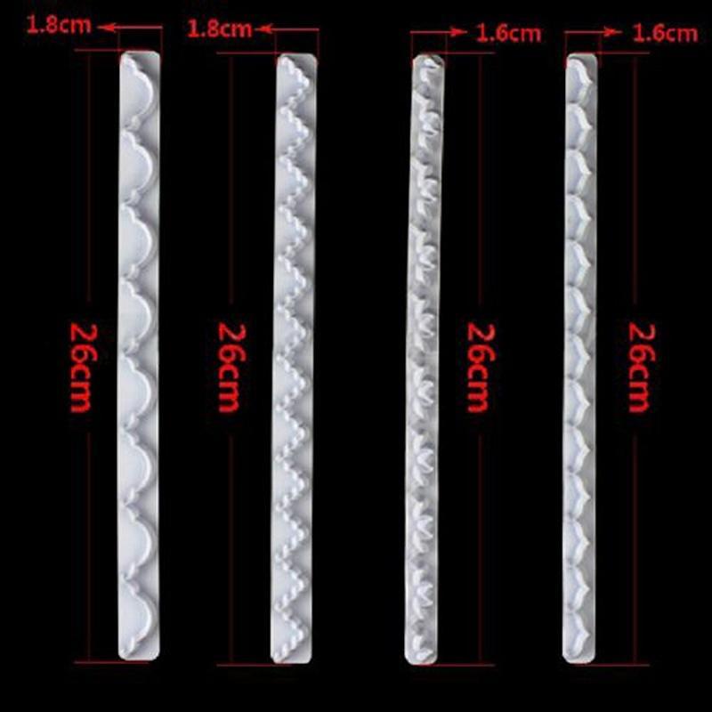 4 PCS Straight Frilling Gum Paste Frill Edge Cake Cookie Fondant Mold Tools