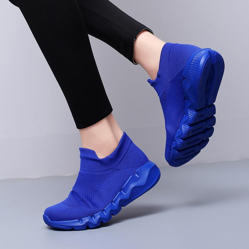 Fashion Red Sneakers Male Size 35-48 Breathable Knit Socks Shoes Woman Slip-On Platform Women's Sports Shoes Zapatillas De Mujer