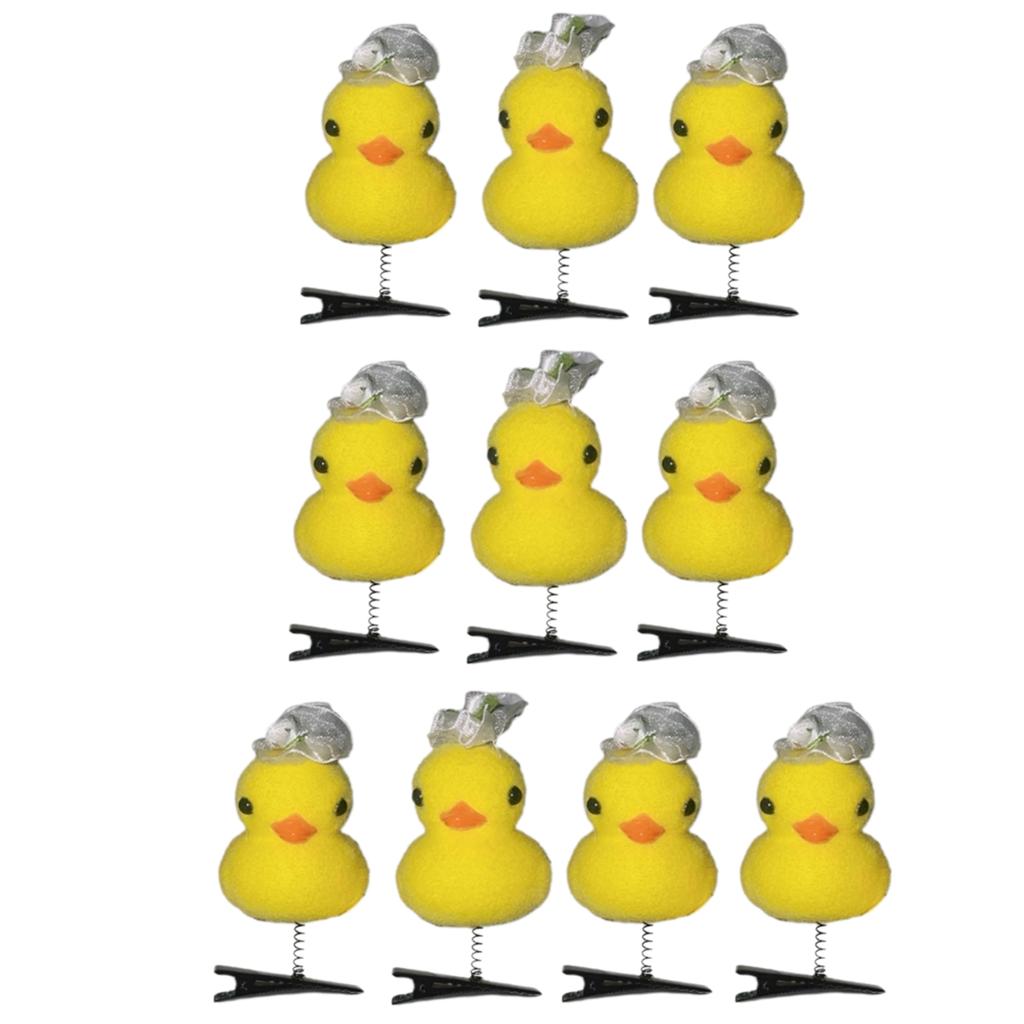 Set of 10 Little Yellow Duck Hairpin 3D Headset Clip Cute Hairpins Fashionable DIY Duckbill Clip for Headwear Enthusiast