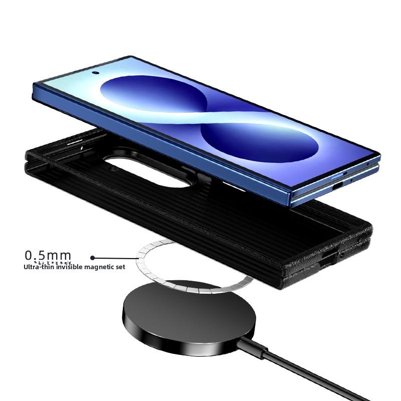 Premium Carbon Fiber Texture Phone Case for Samsung Galaxy Z Fold 8 Ultra 8 Alloy Lens Raised Protect Magnetic Cover