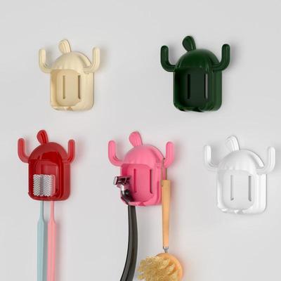 Wall Self-adhesive Storage Rack Toothpaste Holder Cactus Hook Drain Bathroom Shelf Wall-mounted Electric Toothbrush Organizer