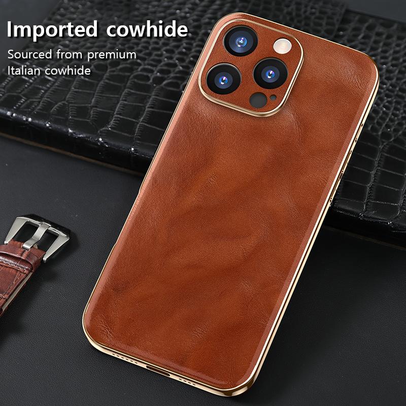 Originální kožený kryt na telefon z olejové voskové kůže pro iPhone 16 Pro Max 16 Plus 16pro Luxusní měkké okraje Nárazuvzdorný Kryt s ochranou fotoaparátu