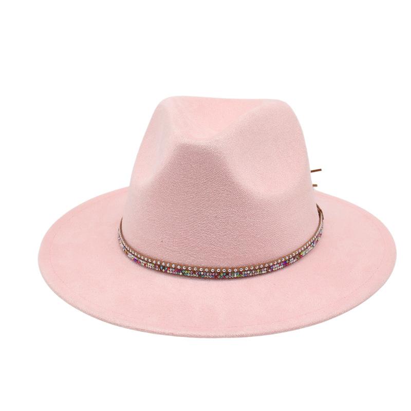 Diamond Flat-Brimmed Shade Men'S And Women'S Suede Hats Western Cowboy Hats Jazz Top Hats