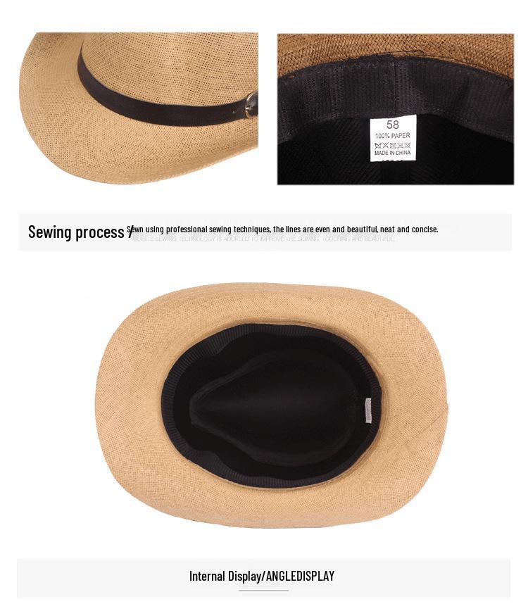 Unisex Solid Color Straw Jazz Hat - Outdoor Sun Protection for Men & Women