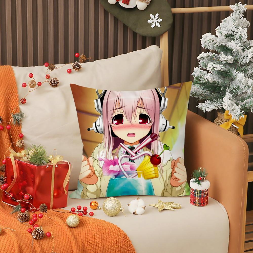 Beautiful Girls S-Super Sonico Pillow Case Printing Pillowcase Living Room Sofa Cushion Cover Bedroom Room Decor