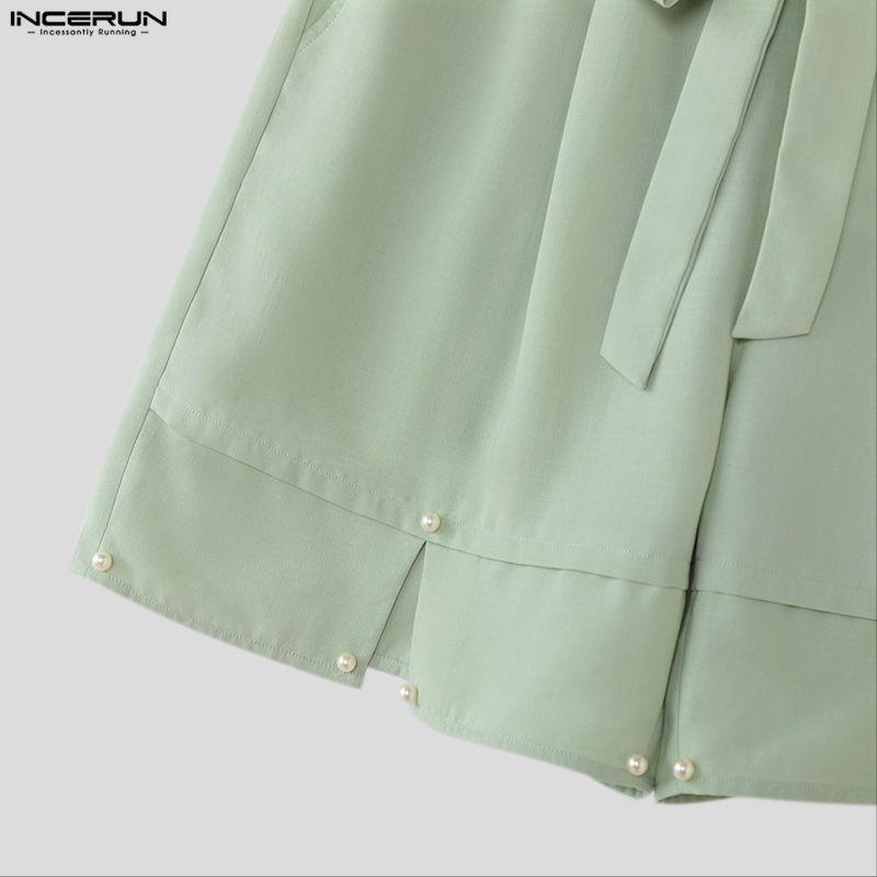 INCERUN Sommer Herren Elastischer Bund Lässige Lockere Halbhosen Shorts