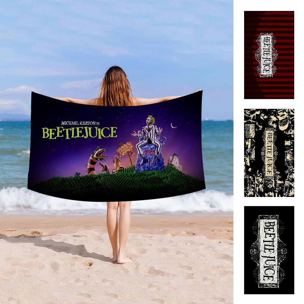 B-Beetlejuice Anime Microfiber Blanket Quick Drying Beach Towels Oversized Printing Super Absorbent Pool Towel Blanket