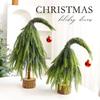 1pcs Wood PE Christmas Tree Ornament with PVC Red Berries Burlap Base Mini Holiday Scene Decor for Tabletop Desktop Ornaments
