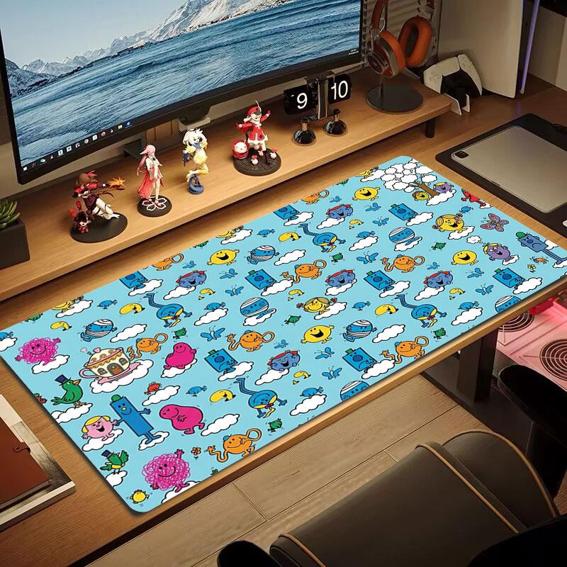Mr. Men Little Miss Large Size Mouse Pad Large Gaming Table Cushion Non-slip Laptop Tablet Big Mousepad XXL Mat Mini PC Playmat With Lock edge