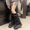 Long boots but knee knight tall round head flat bottom matte 2025 new autumn super fire pile boots