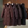 Womens Oversized Long Winter Coat With Hood Thick Cotton-Padded Outerwear Mid-Length Black Red Purple Coffee