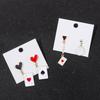 2 Pairs Trendy Clock Poker Card Drop Earrings Asymmetric Ear Accessories Stylish Earwear for Festivals and Gatherings