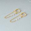 925 Sterling Silver Three Zircon Drop Long Chain Gold Hoop Buckle Piercing Earrings For Women Casual Jewelry Party Gift
