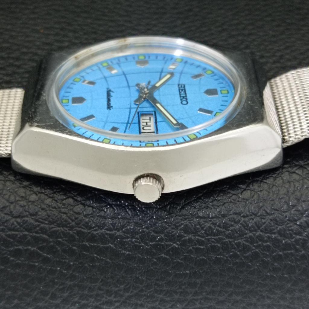 AUTOMATIC 6309A VINTAGE SEIKO JAPAN MENS SKY BLUE COLOR DIAL WATCH a701427-5 R206b-a701427