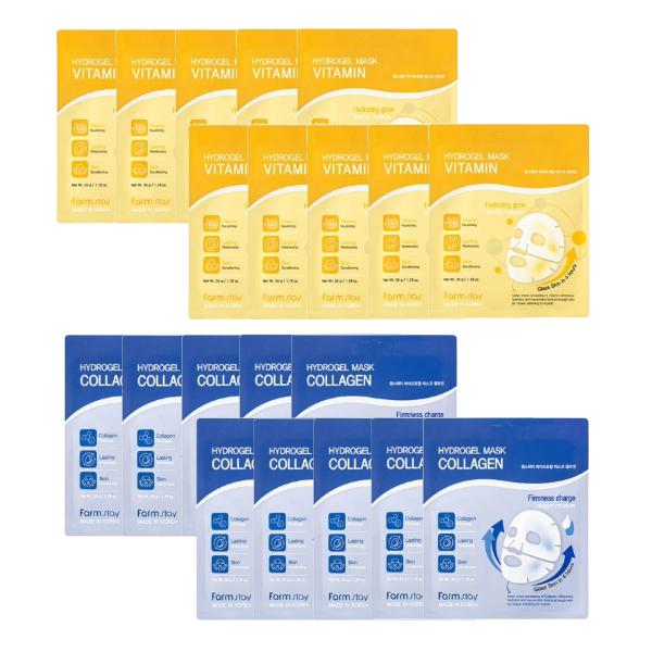 FARM STAY Hydrogel Mask Sheet Duo Set 1box (4 Sheets) 25g / 0.88 Oz Per Sheet (3 Options)
