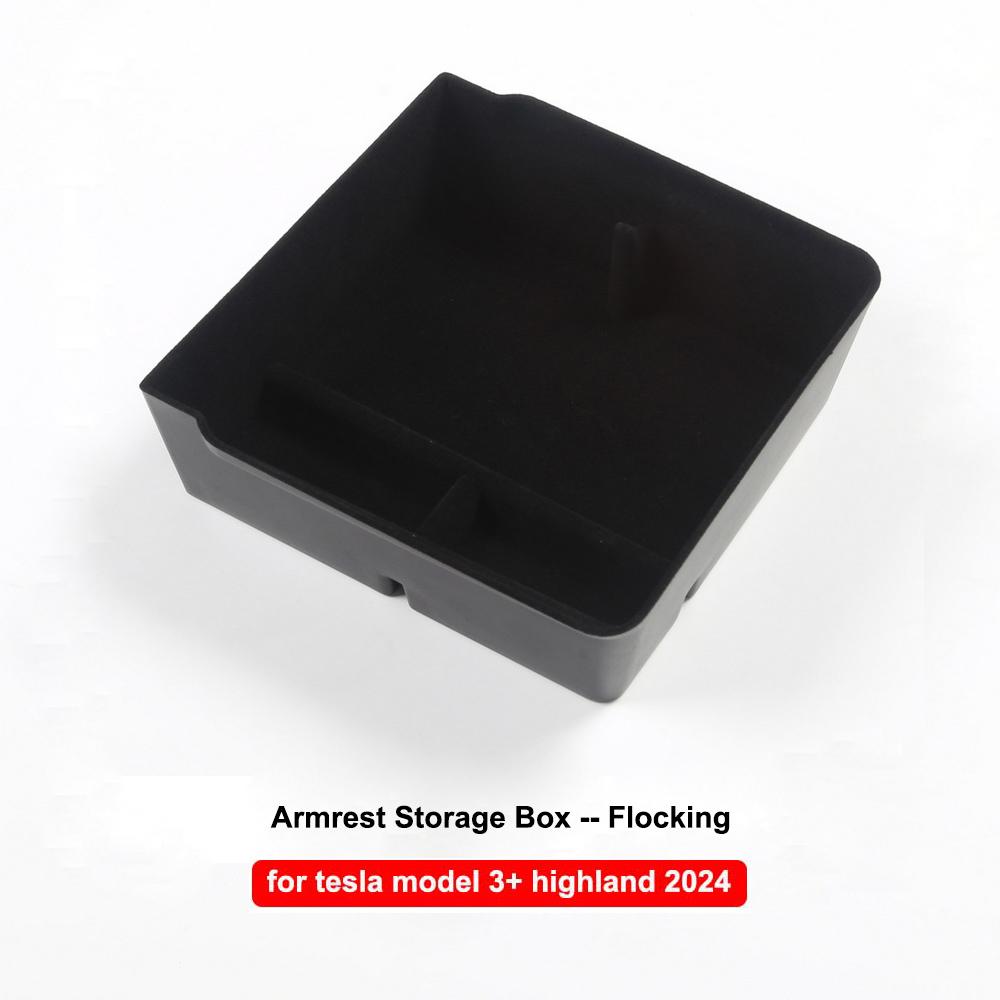 Model3+ 2025 Central Control Storage Box For Tesla Model 3 Highland Flocking Central Armrest Hidden Organizer Stowing Tidying