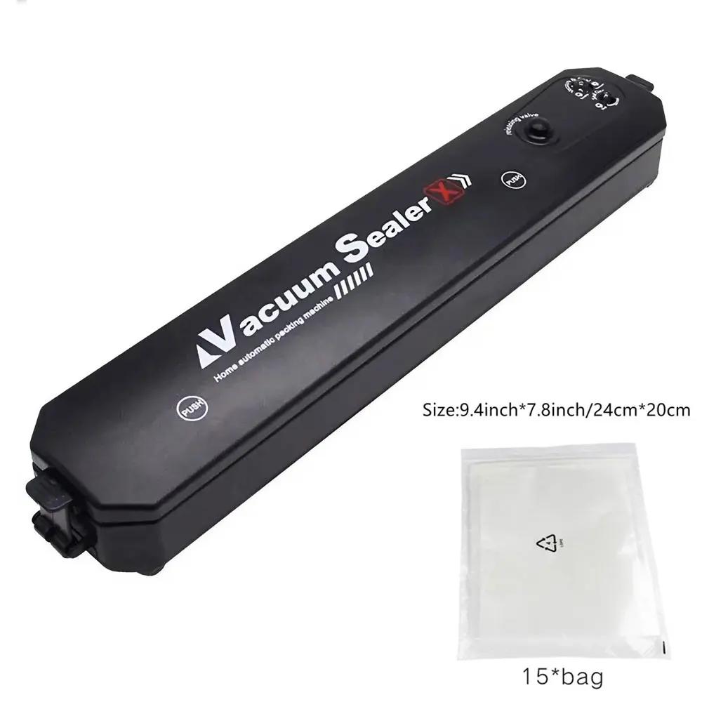 

Portable Vacuum Sealer Machine Automatic Food Saver with 15 Bags Compact Kitchen Storage Essential AU Plug чёрный
