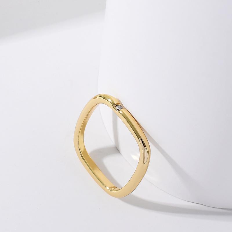 

Women s Colorful Copper Zircon Square Ring - Simple Korean Style Valentine s Jewelry for Couples 17mm