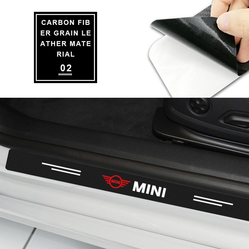 4Pcs Carbon Fiber Car Door Sill Protection Sticker Anti-scratch Refit For BMW Mini Cooper F54 F55 F56 R56 R60 SONE Roadster Clubman Coupe