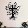 Wrought Iron Wall Cross with Branch and Root Pattern for Home Church Decor