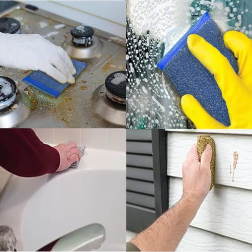 Burnt-on Dishwashing Sponge, Stainless Steel Polishing Sponge, Rust Remover, Sink Sponge, 4 Pieces, Random Colors