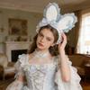 Plush Sweet Rabbit Ears Headband With Elegant Lace And Bowknot Detachable For Cosplay Party And Daily Wear