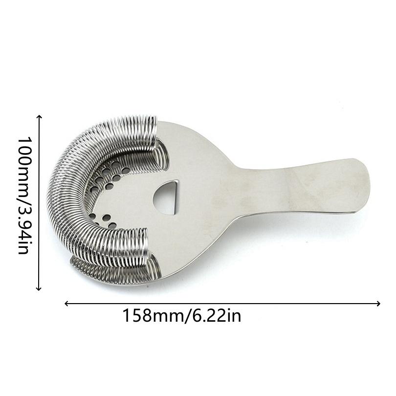 Nerezové sítko na koktejly 304 pro profesionální barmany s pružinou s vysokou hustotou, půlkruhovým ledovým filtrem