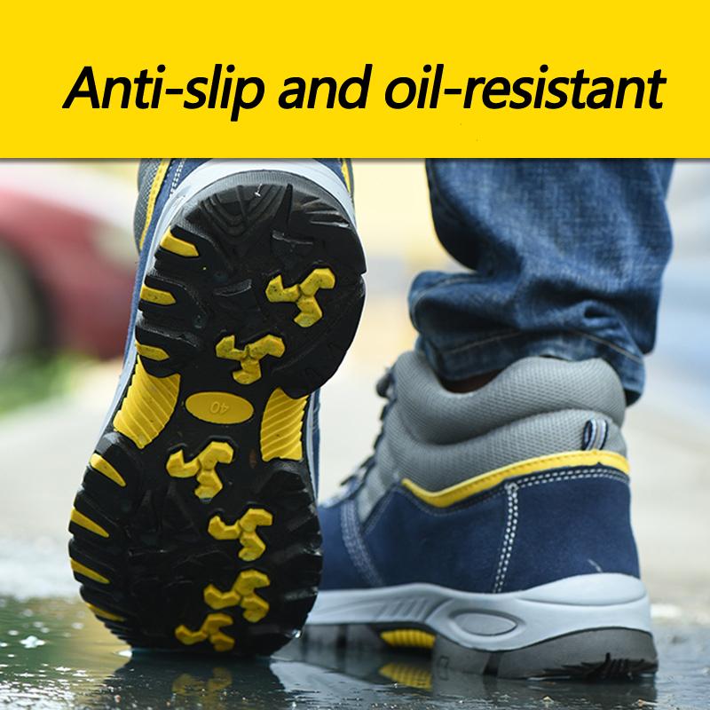 Spring Safety Boots Men Shoes Puncture-Proof Work Boots High Top Steel Toe Shoes Construction Protective Boots