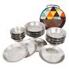 Set of 16 Stainless Steel Camping Plates Outdoor Dinnerware Barbecue Tableware Travel Friendly Meal Plate Cookwares