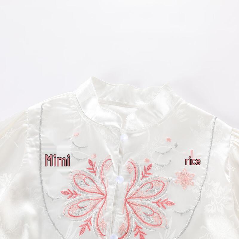 Girls' New Chinese Style Embroidered Satin Set