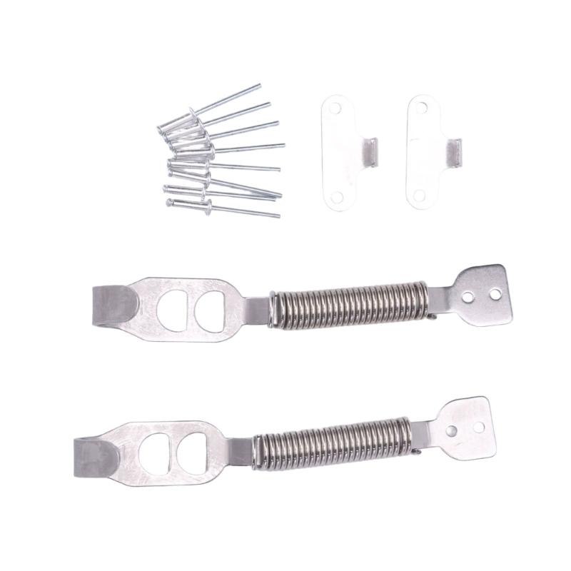 Hood Repair Hardware Kit with Spring Pieces, Mounting Plates and Fasteners, Silver Tone Metal Set for Car Hood Service Projects and Installation