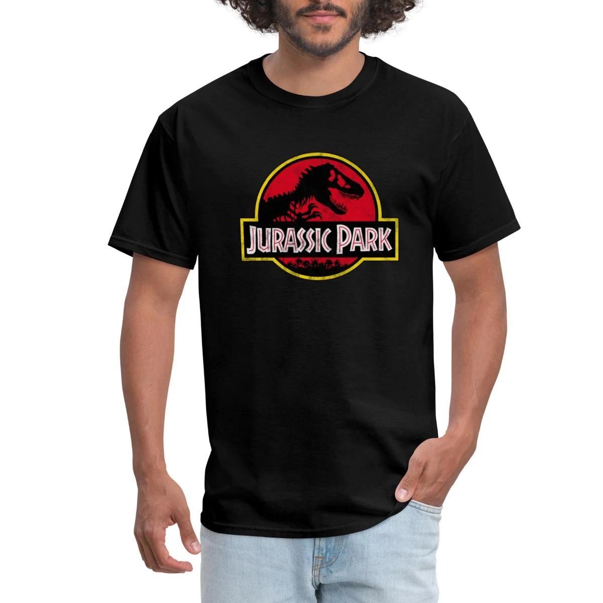 Jurassic Park Classic Logo In Red With T-Rex Men s T-Shirt XS