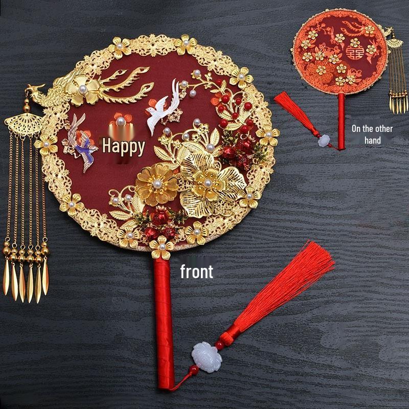 Круглый веер JINGRUIXIANG в древнекитайском свадебном стиле