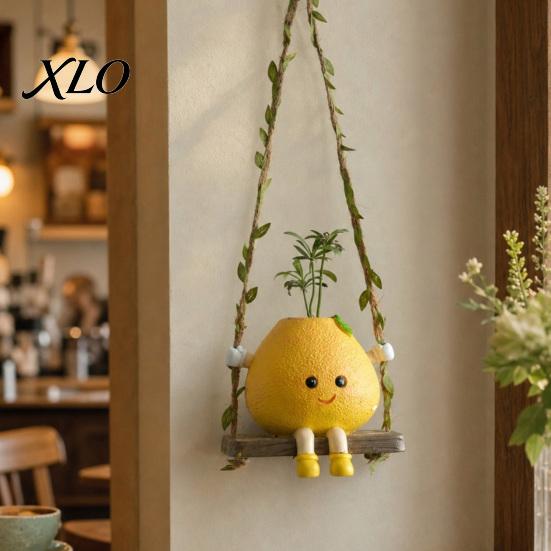Cute Wall Art for Bedroom Swinging Lemon Hanging Ornament, Smiling Figurine, Resin Swing Personalized Room Decor Accessories Decor, Boho Balcony Home