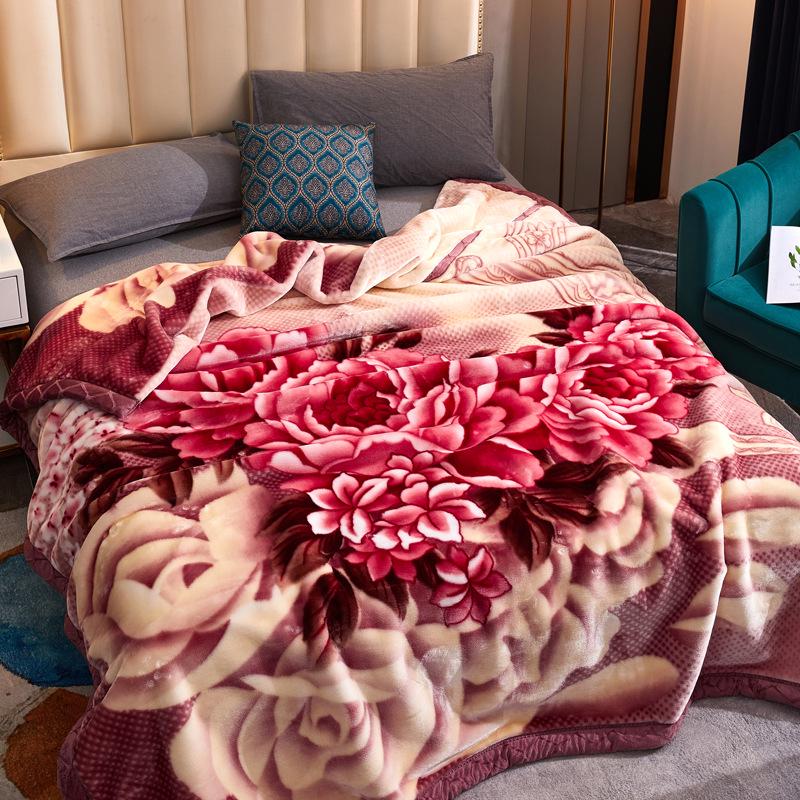 Winter Thickened Raschel Wedding Blanket – Double Layer Quilt for Students & Couples
