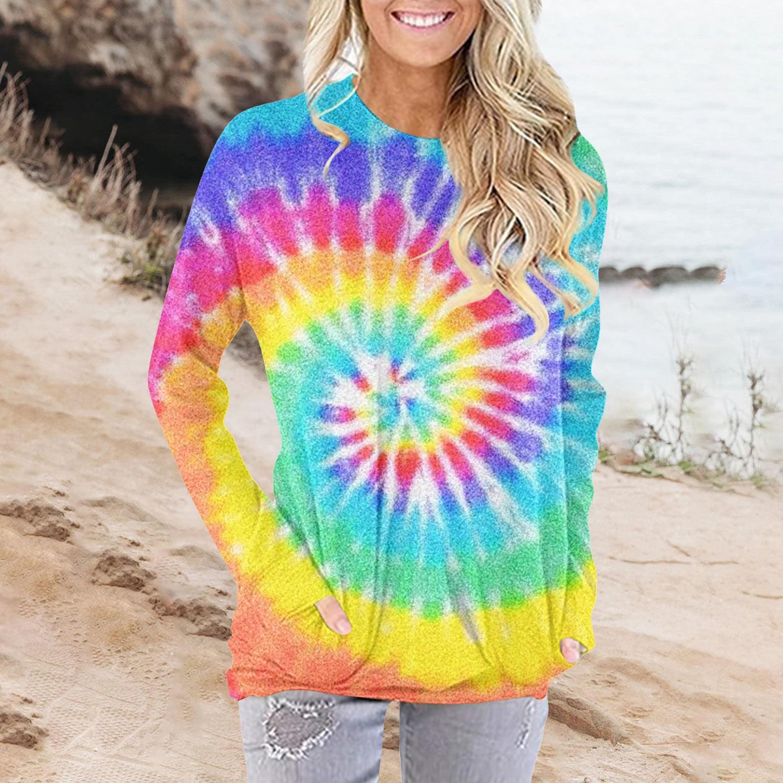 

Женская модная повседневная футболка с карманом и длинным рукавом с круглым вырезом и принтом, топ XL разноцветный