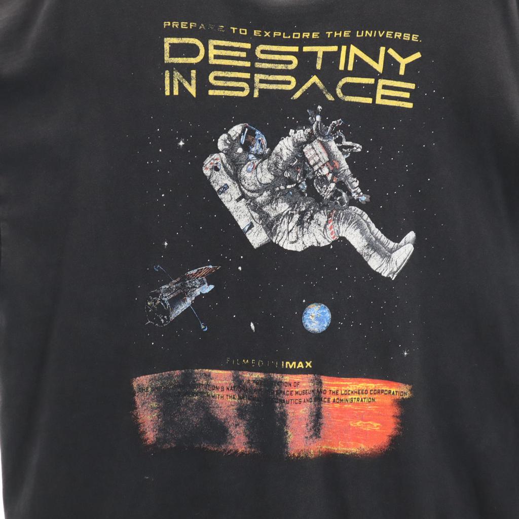 HANES 90s Old USA Made US NAVY Navy DESTINY IN SPACE Short Sleeve T-shirt Men's Used