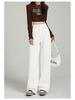 Women's High-Waisted White Wide-Leg Jeans - Spring 2026 Collection, Versatile Slimming Loose Fit, Floor-Length Straight Pants
