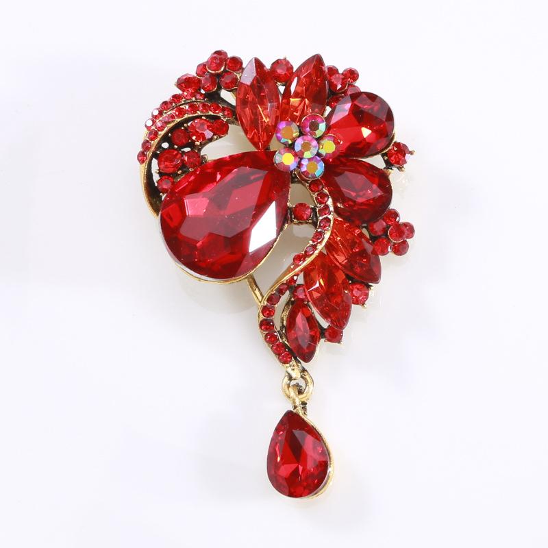 African Exaggerated Personality Colored Large Crystal Glass Brooch Fashion Brooch Women'S Clothing Accessories
