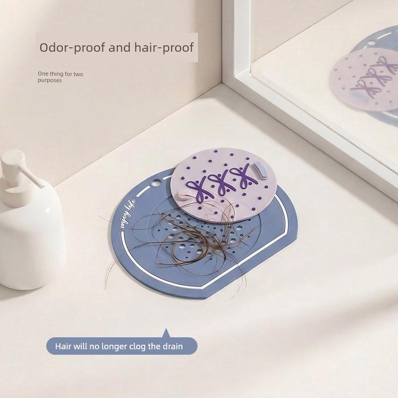 Polka Dot Ribbon Two-In-One Drain Cover for Shower to Prevent Hair from Clogging and Odor, Cartoon Drain Sticker, Multifunctional Drain Cover